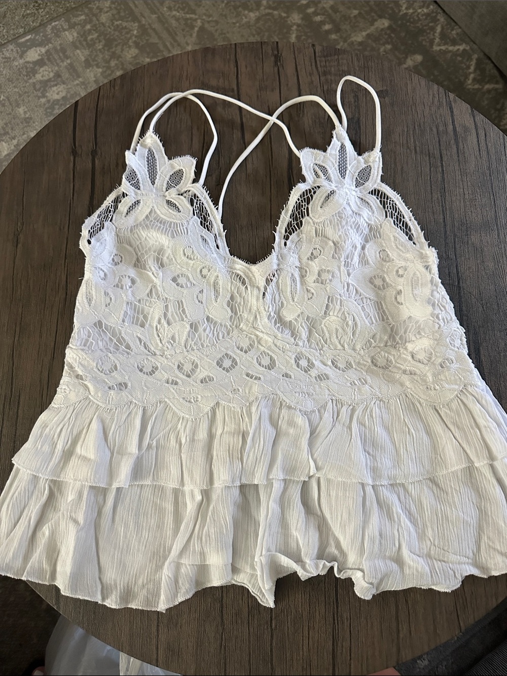 Francesca's Collections White Lace Tiered Cami